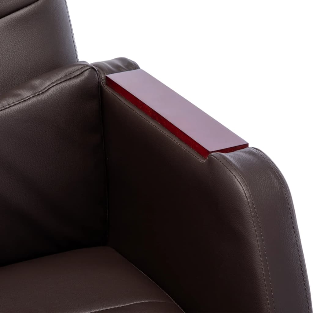 Cadeira de escritório couro artificial castanho - Image 7