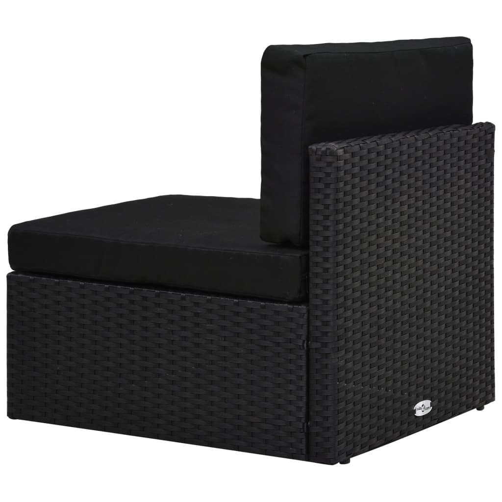 4 pcs conjunto lounge para jardim vime PE preto - Image 12