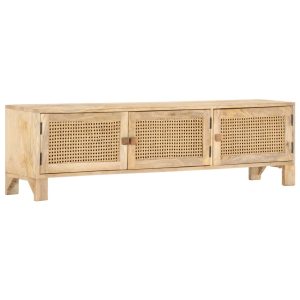 Móvel de TV 140x30x40 cm mangueira maciça e cana natural