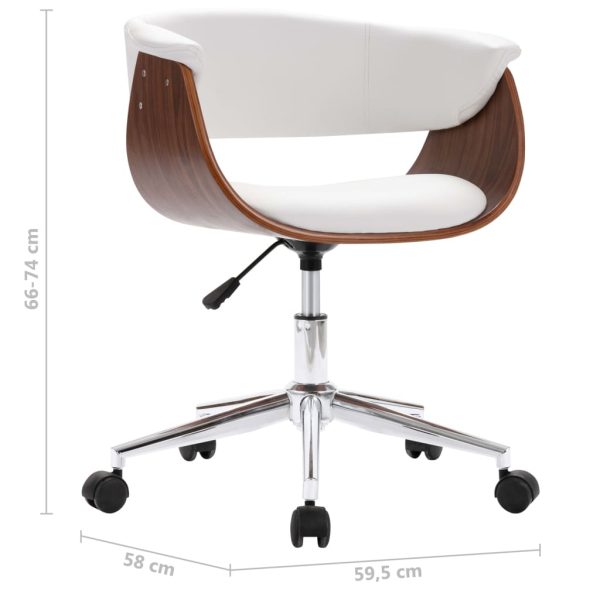 Cadeiras de jantar giratórias 6 pcs couro artificial branco - Image 7