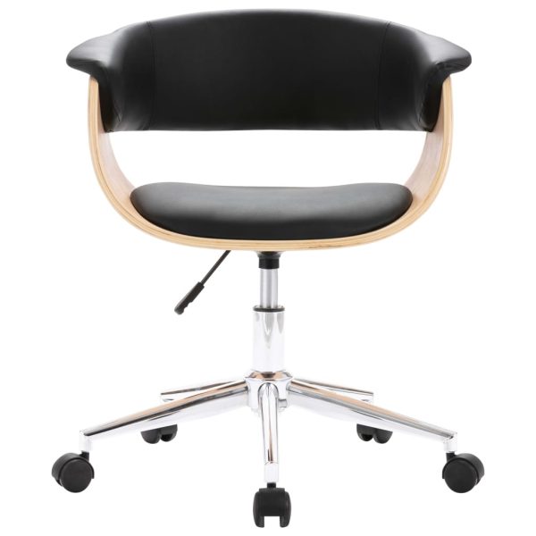 Cadeiras de jantar giratórias 2 pcs couro artificial preto - Image 2