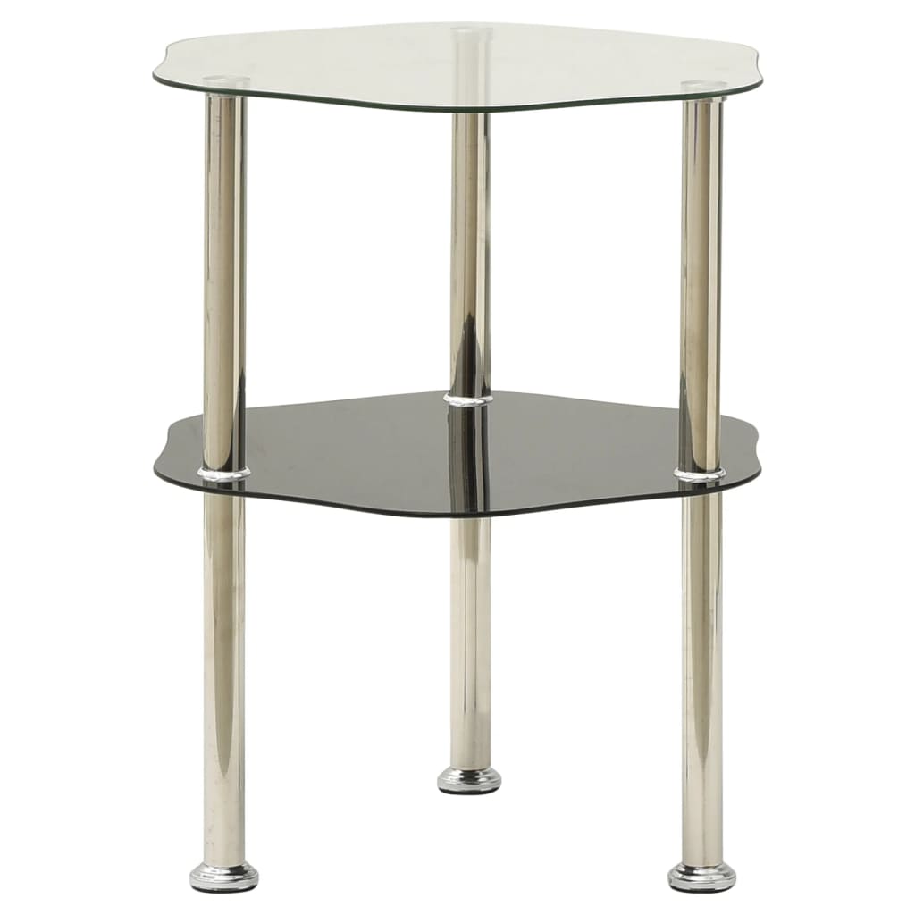 Mesa apoio 2 prateleiras 38x38x50cm vidro temp. transp./preto