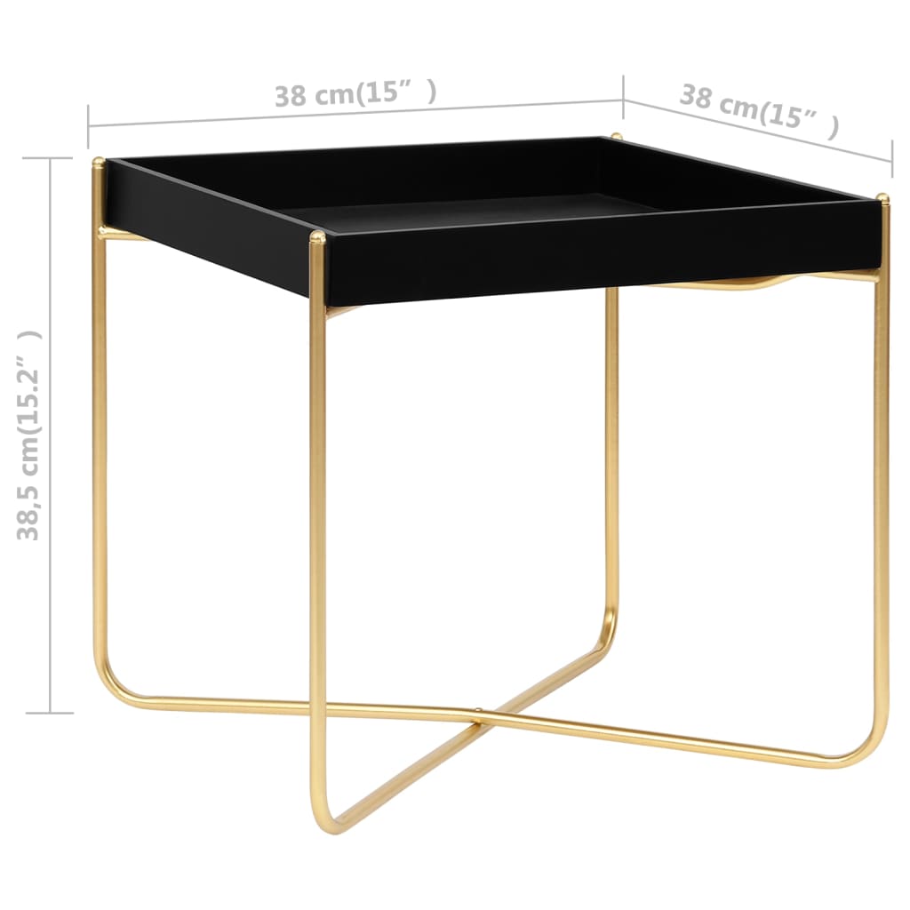 Mesa de apoio 38x38x38,5 cm MDF preto e dourado - Image 7