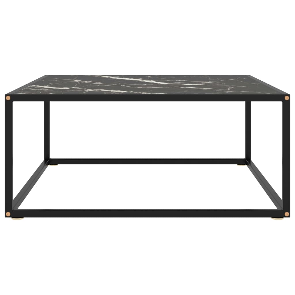 Mesa de centro 80x80x35 cm vidro mármore preto - Image 2
