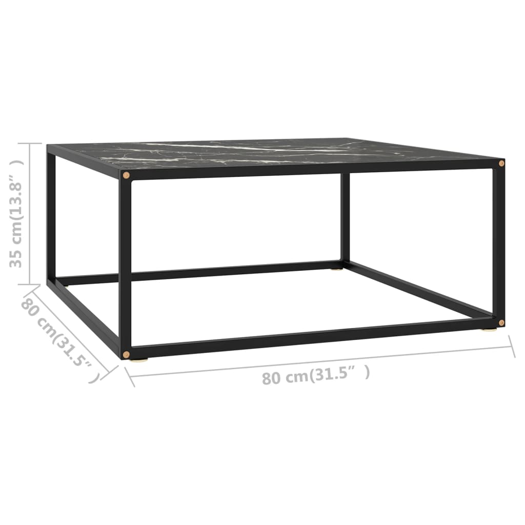 Mesa de centro 80x80x35 cm vidro mármore preto - Image 5