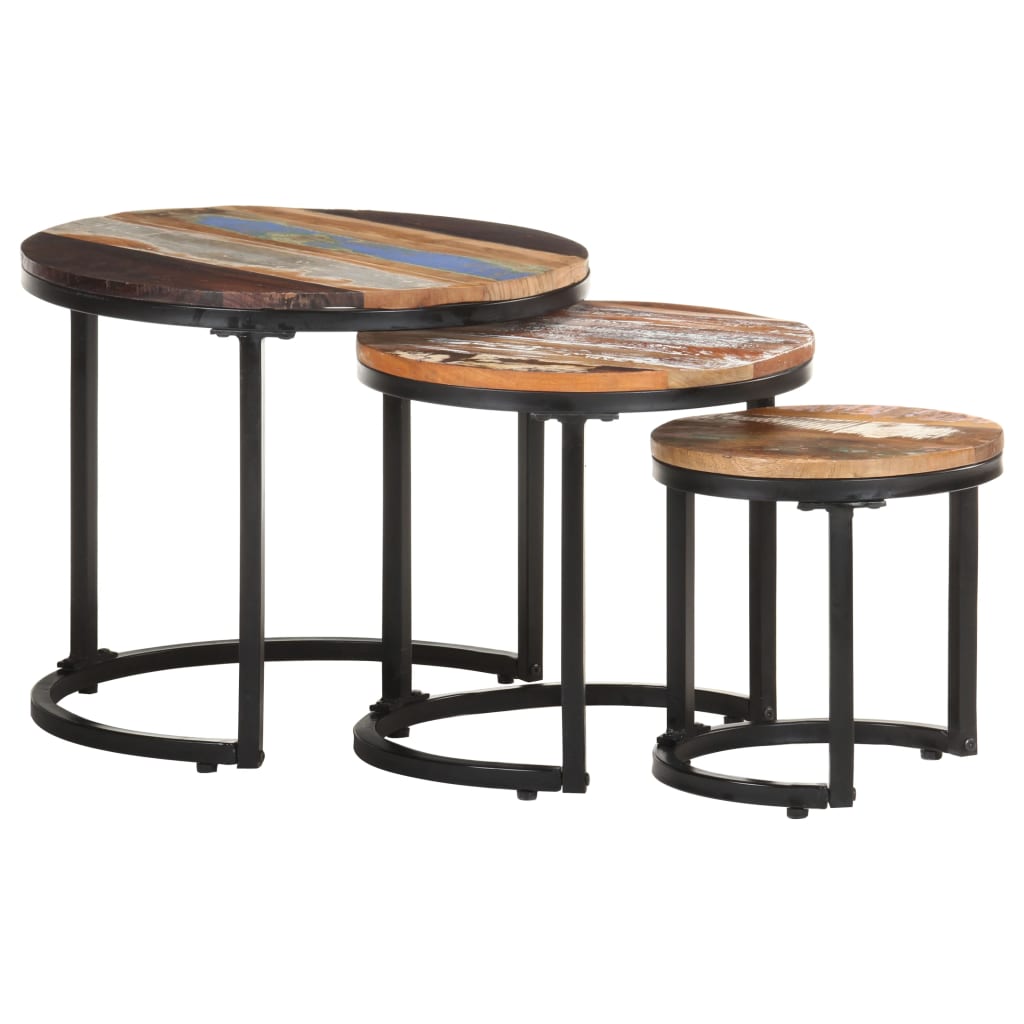 Mesas de apoio 3 pcs madeira recuperada maciça - Image 10