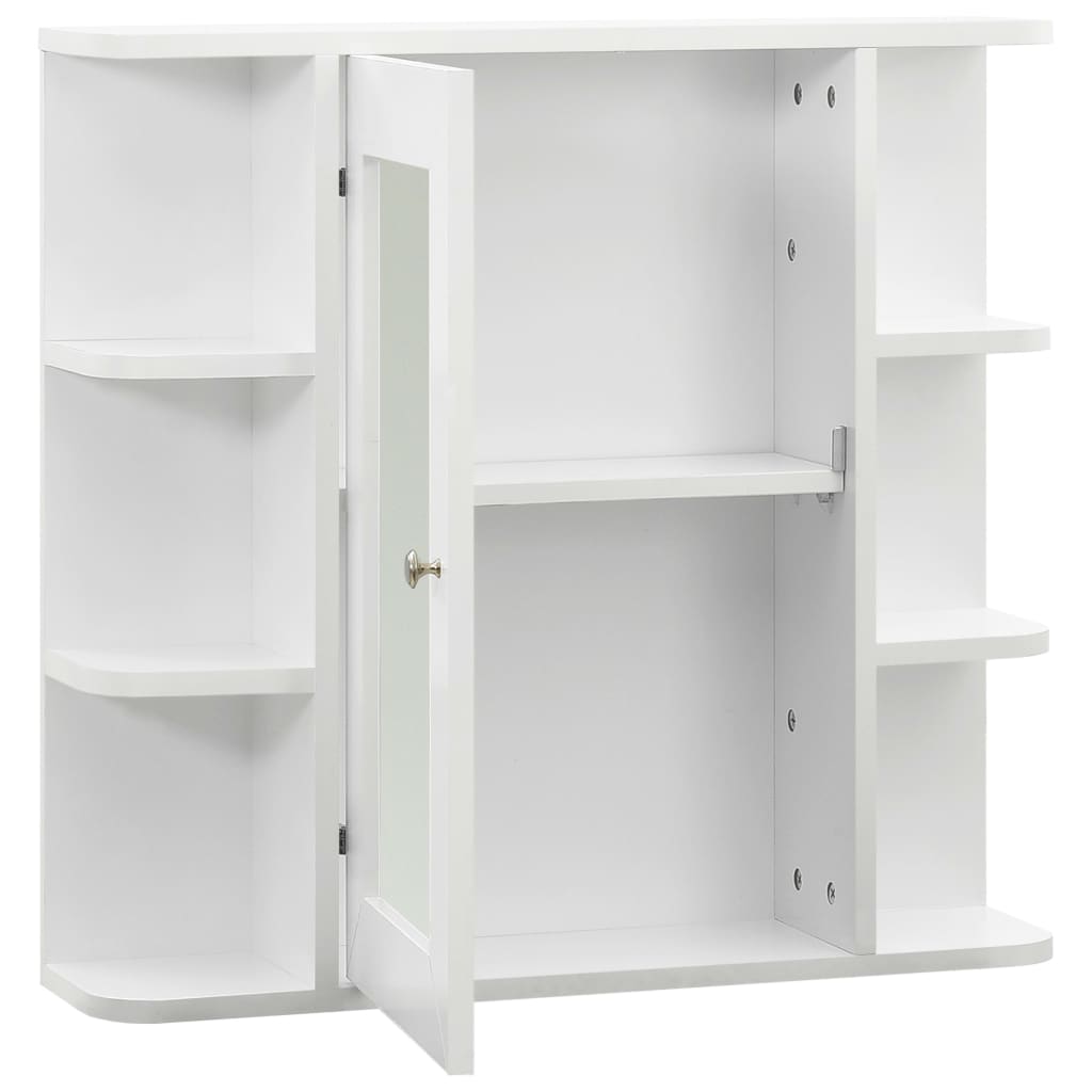 Armário espelhado para casa de banho 66x17x63 cm MDF branco - Image 2
