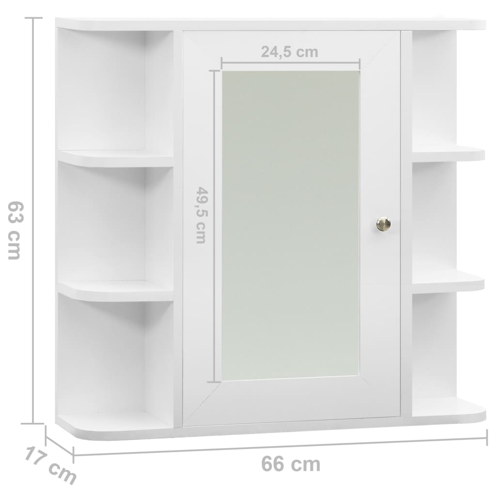 Armário espelhado para casa de banho 66x17x63 cm MDF branco - Image 8