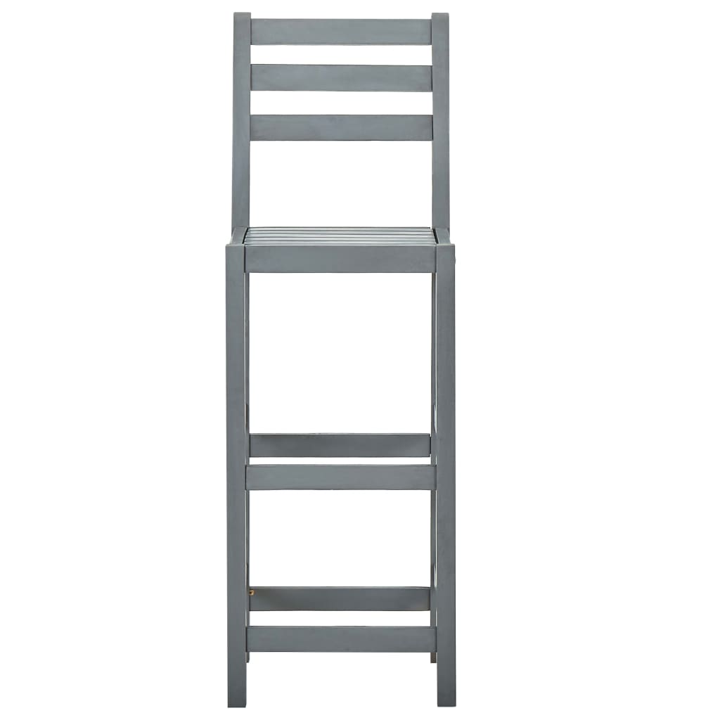 Bancos de bar 2 pcs madeira de acácia maciça cinzento - Image 3