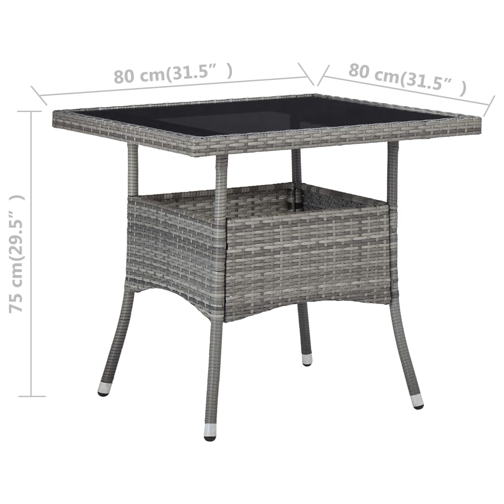 3 pcs conjunto de jantar para jardim vime PE e acácia cinzento - Image 12