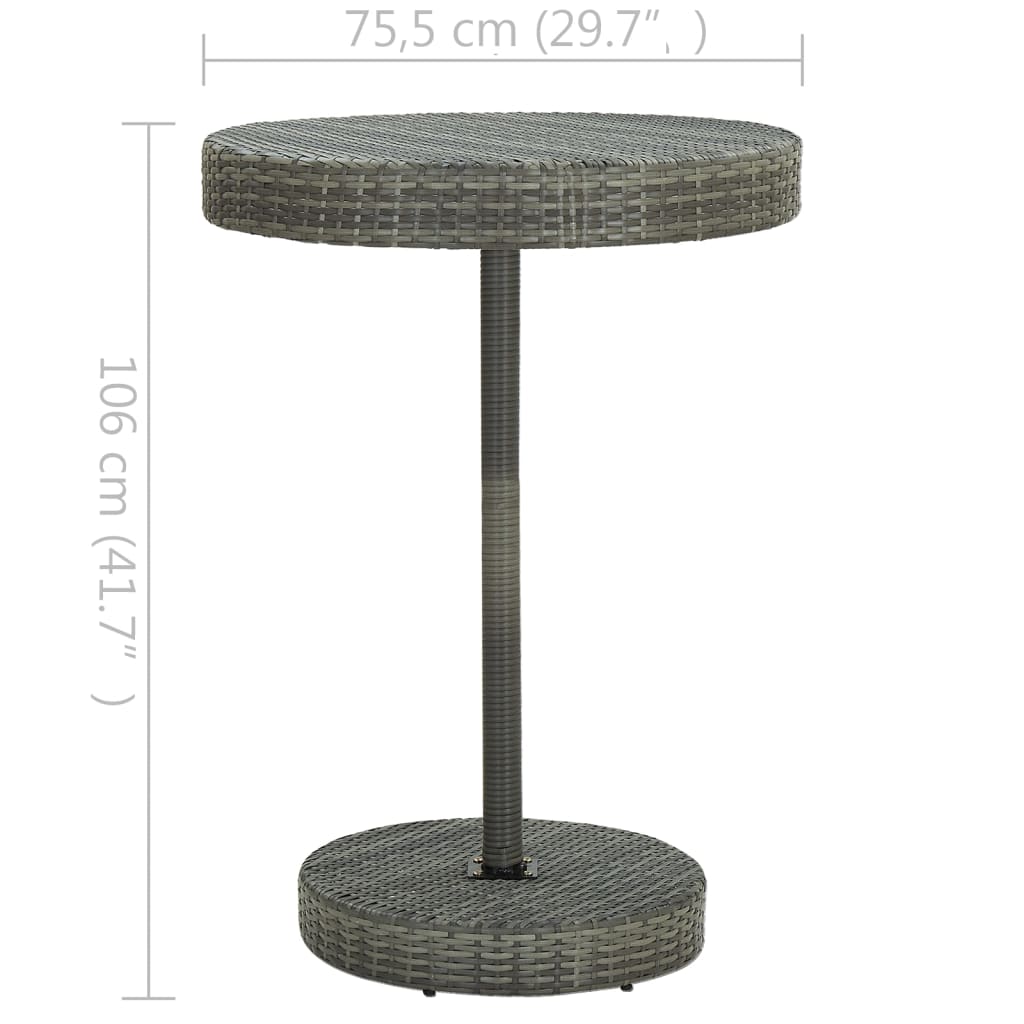 5 pcs conjunto de bar para jardim vime PE cinzento - Image 11