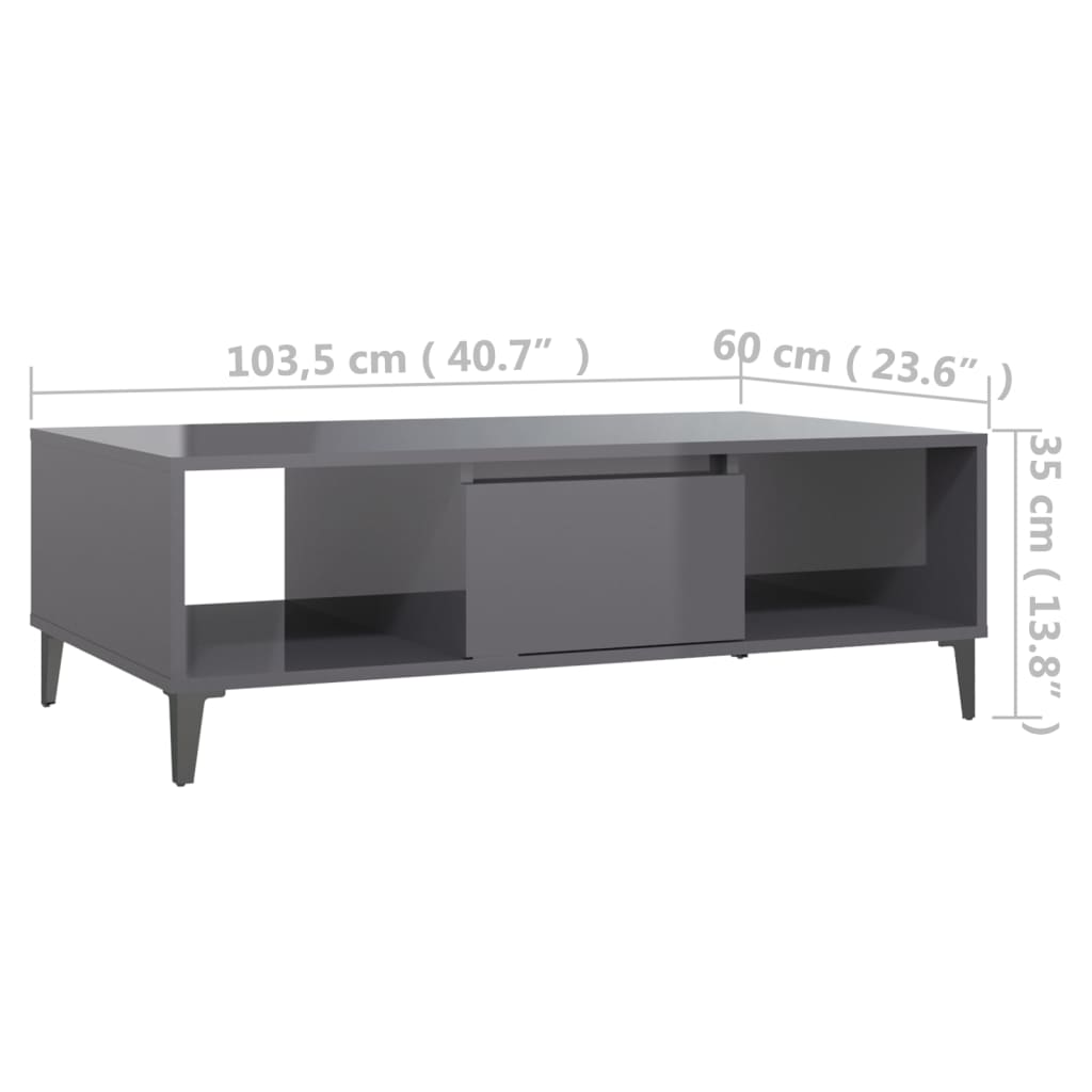 Mesa de centro derivados de madeira cinza brilhante - Image 8