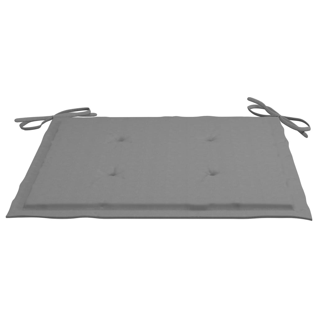 Cadeiras de jardim c/ almofadões cinzentos 8 pcs teca maciça - Image 9