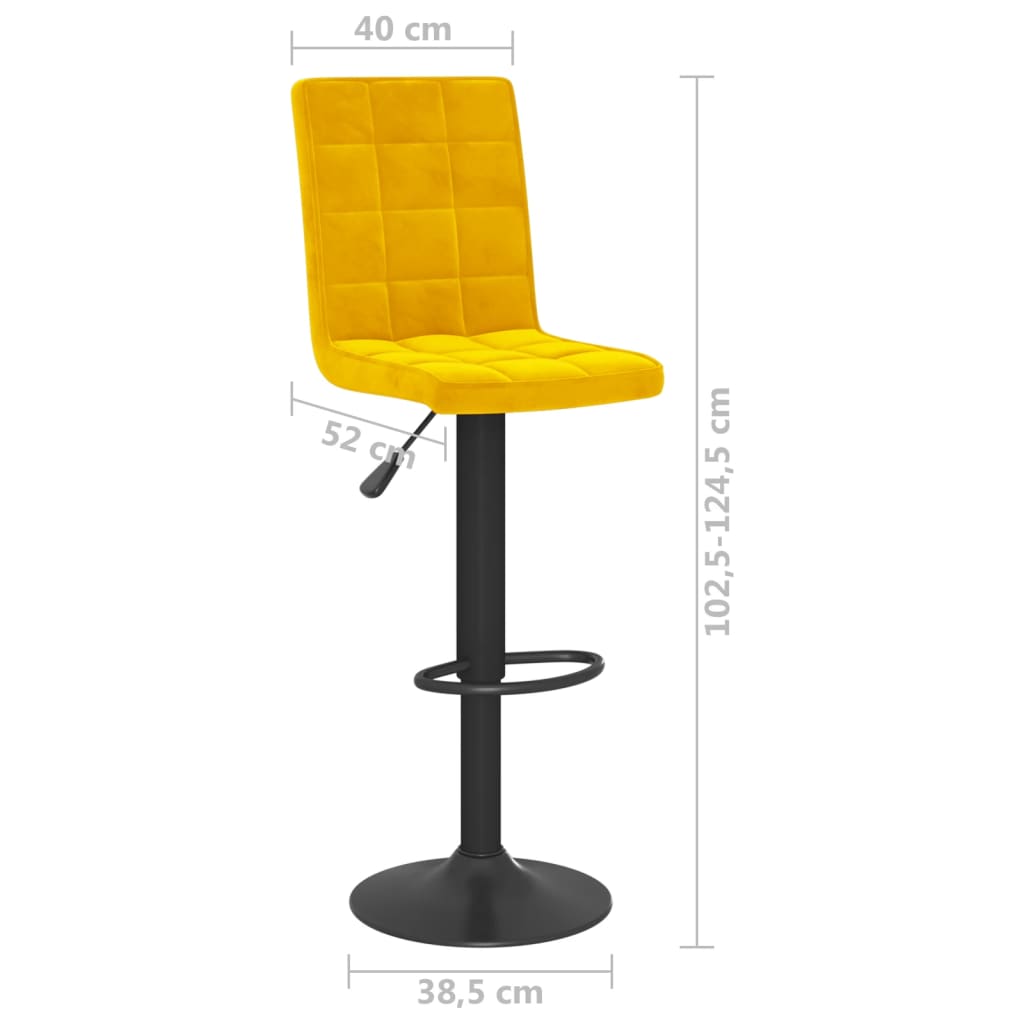 Bancos de bar 2 pcs veludo amarelo mostarda - Image 9