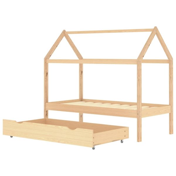Estrutura de cama para crianças c/ gaveta 80x160cm pinho maciço - Image 4