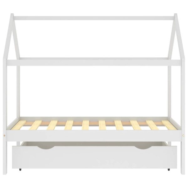 Cama para crianças c/ gaveta 80x160 cm pinho maciço branco - Image 2