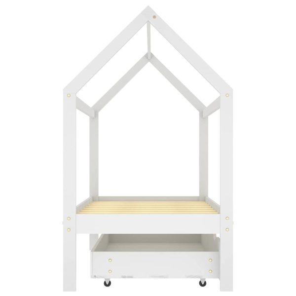 Cama para crianças c/ gaveta 80x160 cm pinho maciço branco - Image 3