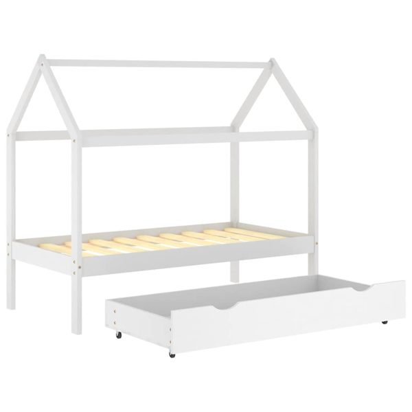 Cama para crianças c/ gaveta 80x160 cm pinho maciço branco - Image 4
