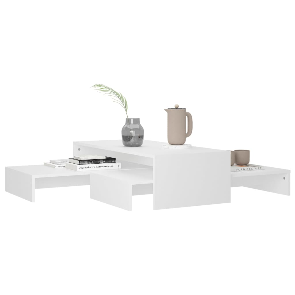 Conj. mesas de centro 100x100x26,5 cm cm contraplacado branco - Image 6