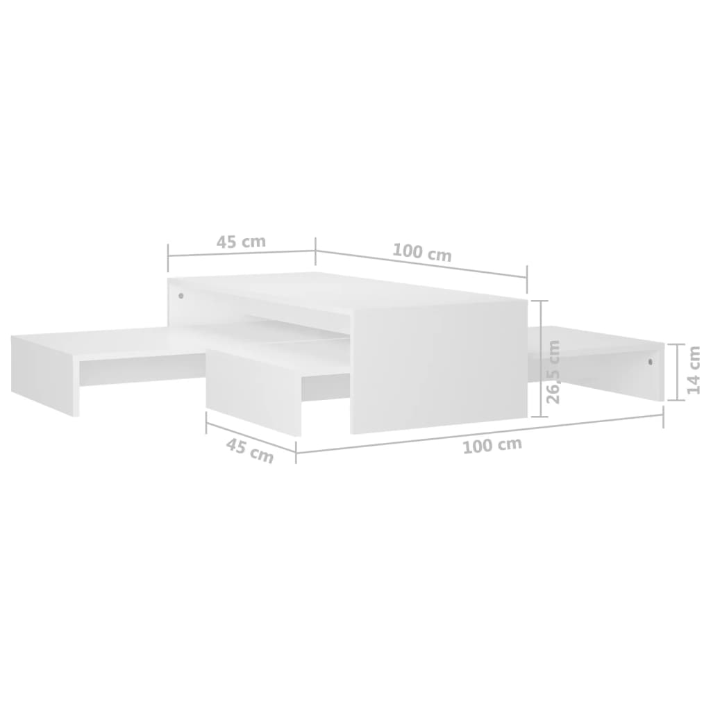Conj. mesas de centro 100x100x26,5 cm cm contraplacado branco - Image 8