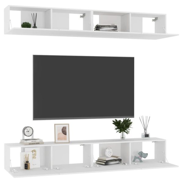 Móveis de TV 4 pcs 100x30x30 cm contraplacado branco - Image 2