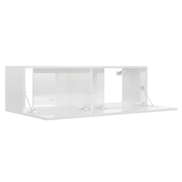 3 pcs conjunto móveis de TV derivados madeira branco brilhante - Image 6