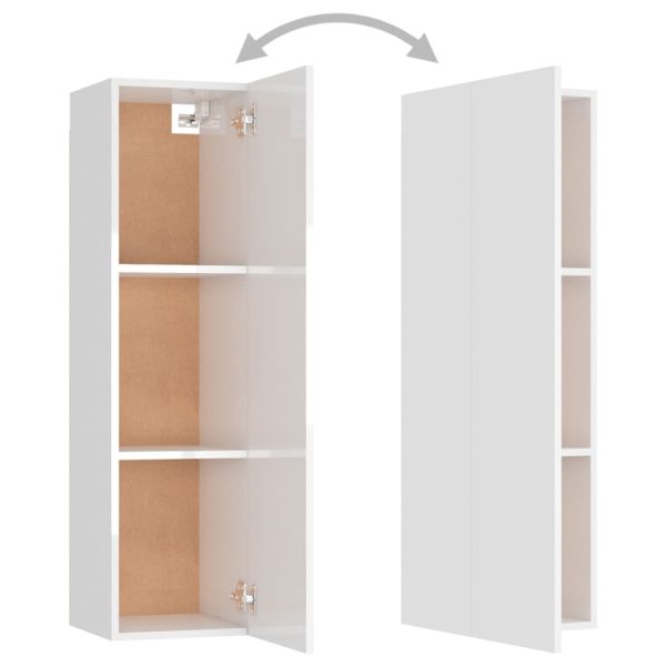3 pcs conjunto móveis de TV derivados madeira branco brilhante - Image 7
