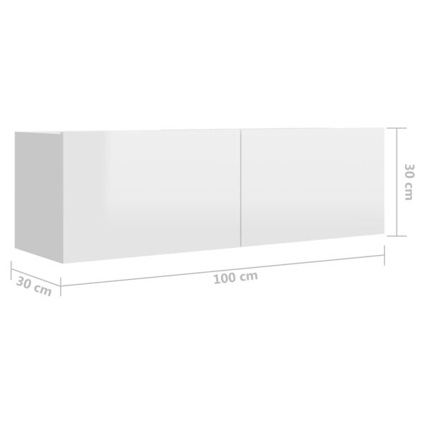 3 pcs conjunto móveis de TV derivados madeira branco brilhante - Image 9