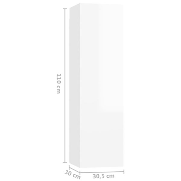 3 pcs conjunto móveis de TV derivados madeira branco brilhante - Image 10