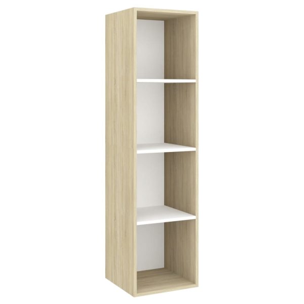 Armários de parede p/ TV 4pcs derivados madeira branco/sonoma - Image 3