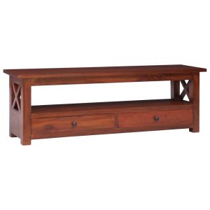Móvel de TV 115x30x40 cm madeira de mogno maciça castanho