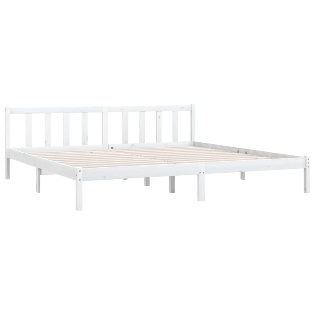 Estrutura de cama 200x200 cm pinho maciço branco - Image 2