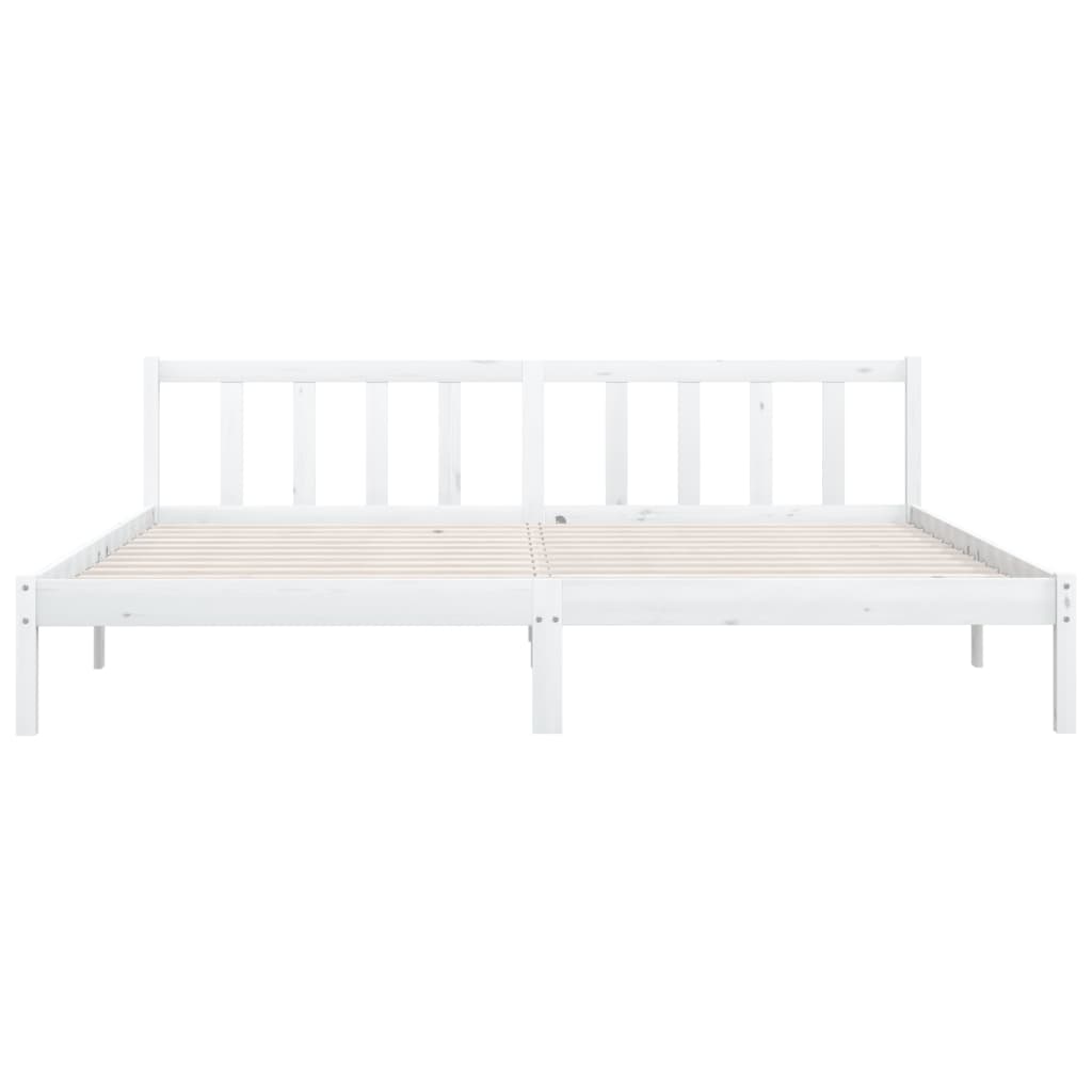 Estrutura de cama 200x200 cm pinho maciço branco - Image 3
