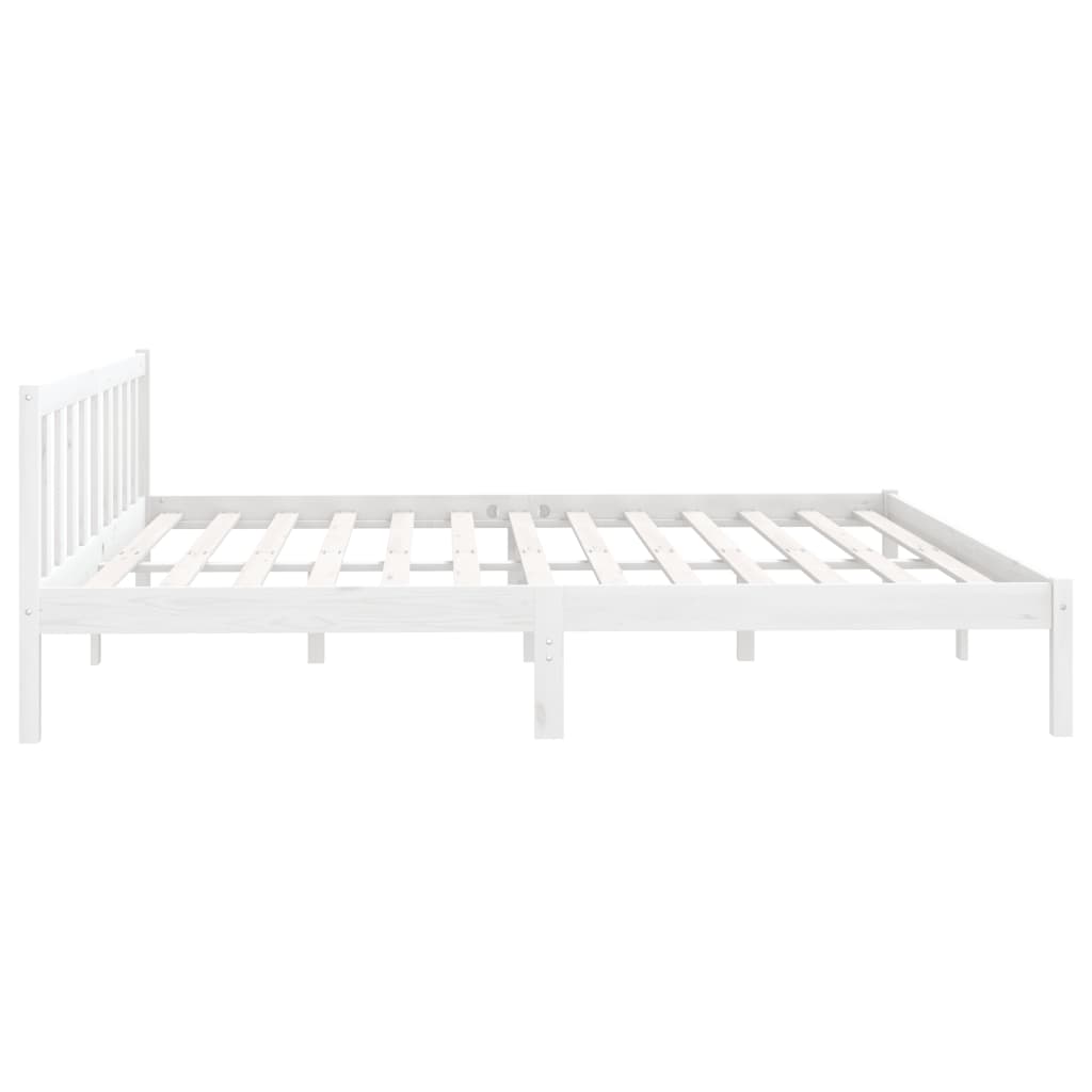 Estrutura de cama 200x200 cm pinho maciço branco - Image 4