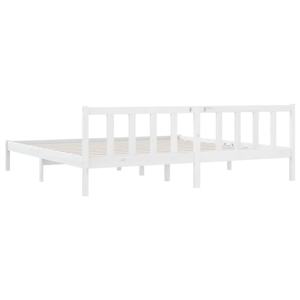 Estrutura de cama 200x200 cm pinho maciço branco - Image 5