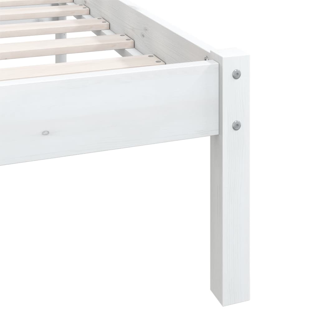 Estrutura de cama 200x200 cm pinho maciço branco - Image 7