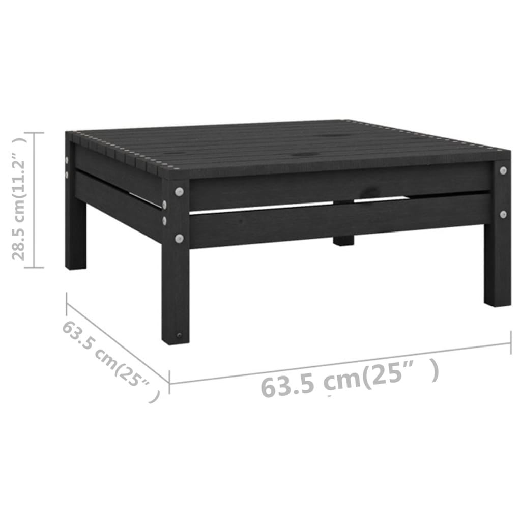 3 pcs conjunto lounge de jardim pinho maciço preto - Image 11