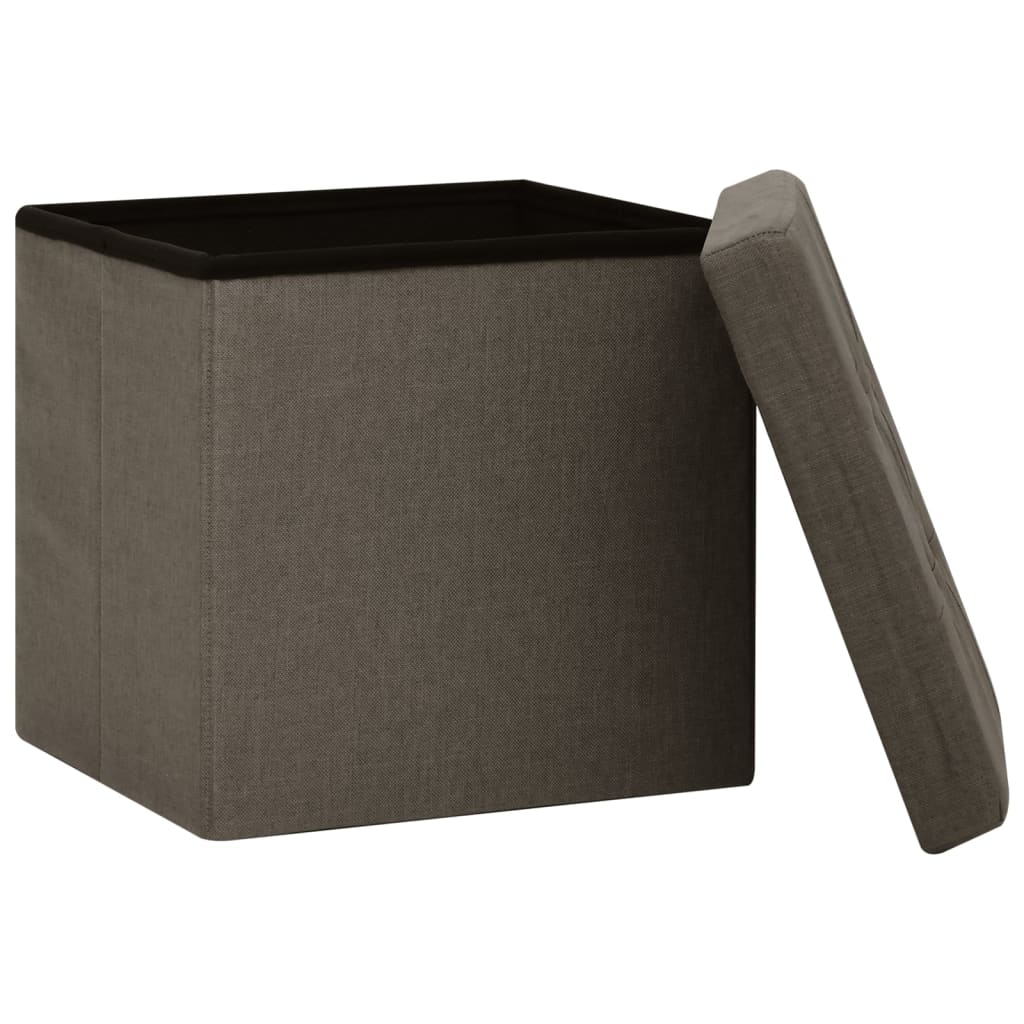 Bancos de arrumação dobráveis 2 pcs linho falso castanho - Image 4