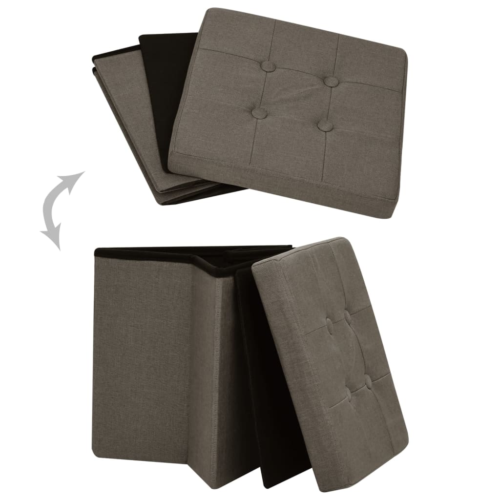 Bancos de arrumação dobráveis 2 pcs linho falso castanho - Image 5