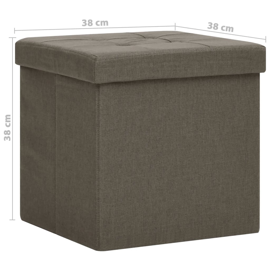 Bancos de arrumação dobráveis 2 pcs linho falso castanho - Image 8