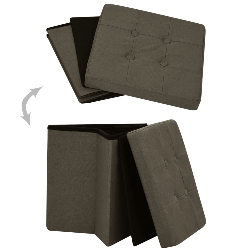Bancos de arrumação dobráveis 2 pcs linho falso castanho-escuro - Image 5