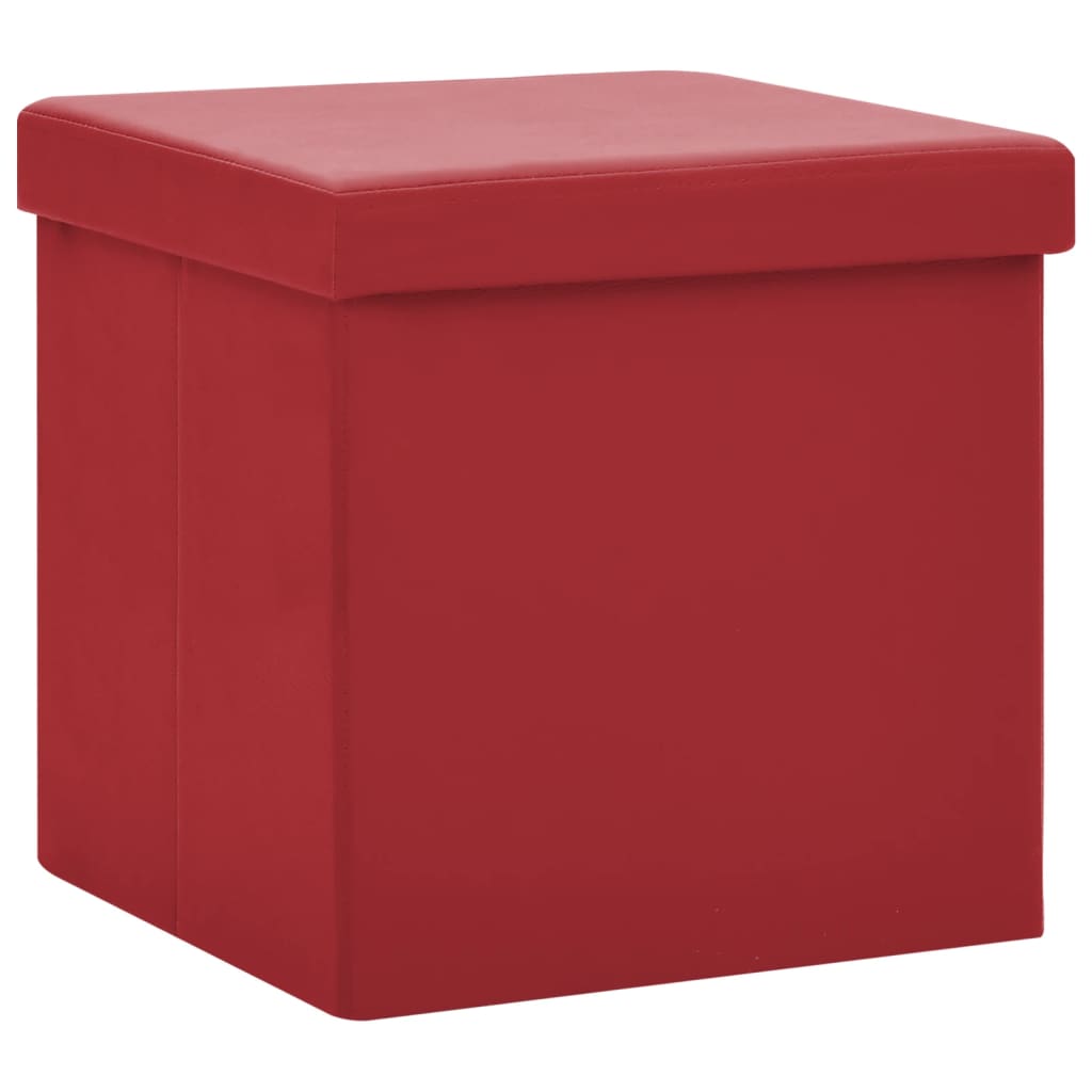 Bancos de arrumação dobráveis 2 pcs PVC vermelho tinto - Image 2