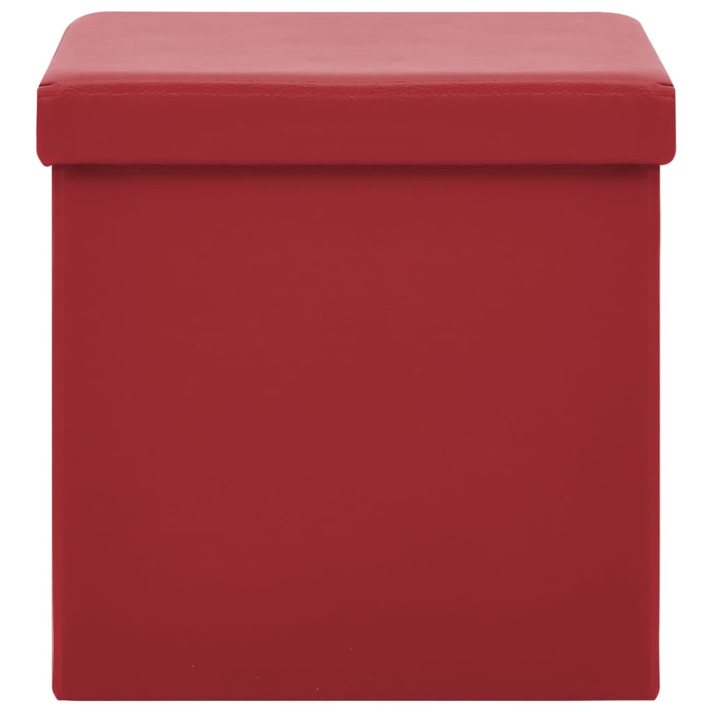 Bancos de arrumação dobráveis 2 pcs PVC vermelho tinto - Image 3