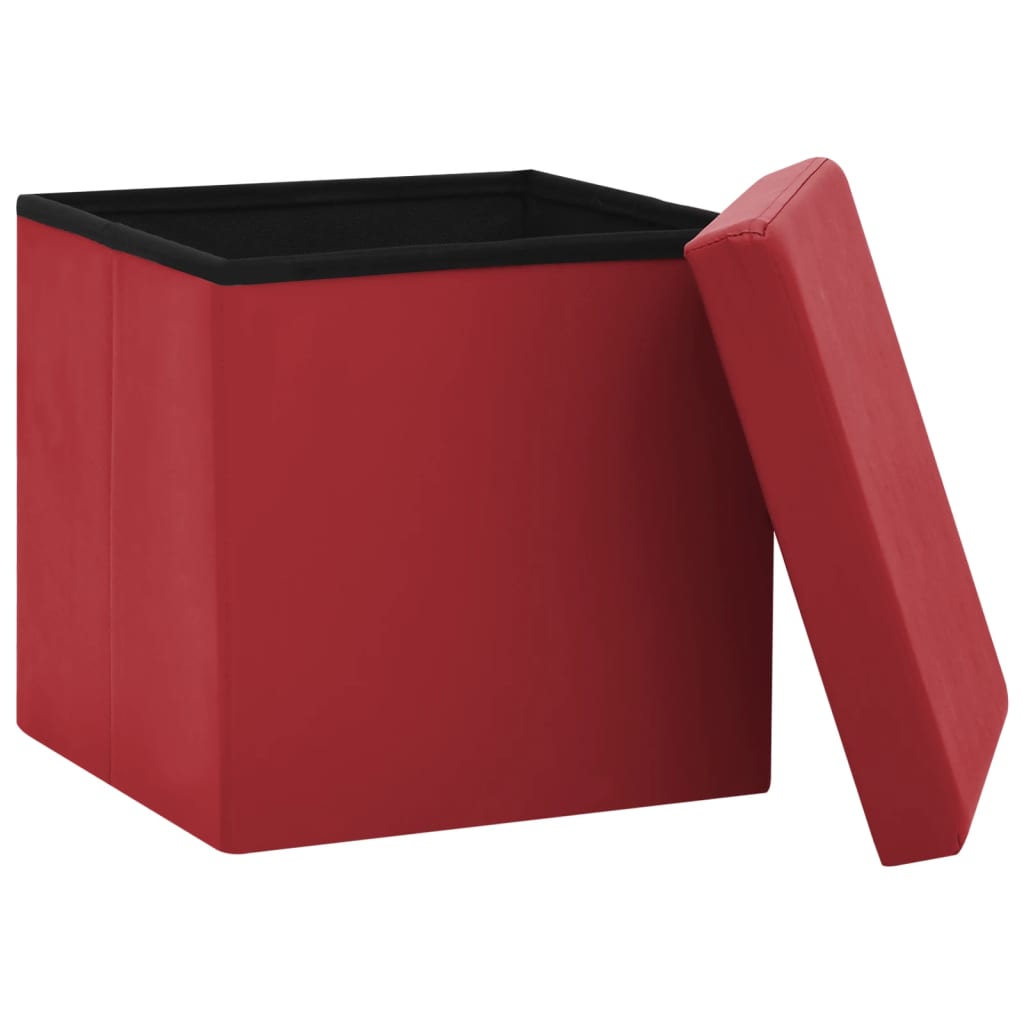 Bancos de arrumação dobráveis 2 pcs PVC vermelho tinto - Image 4