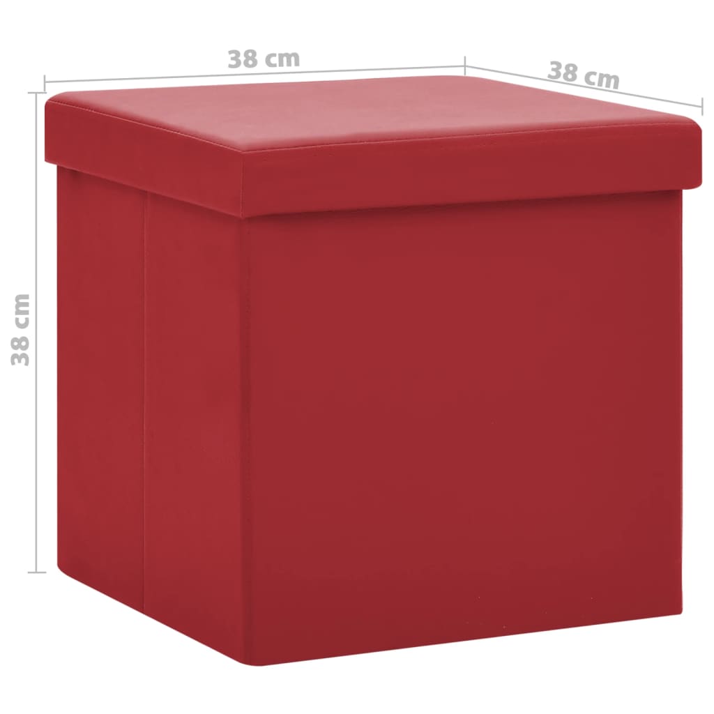 Bancos de arrumação dobráveis 2 pcs PVC vermelho tinto - Image 8