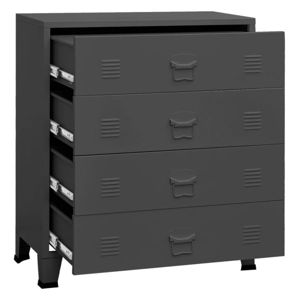 Móvel com gavetas industrial 78x40x93 cm metal antracite - Image 5
