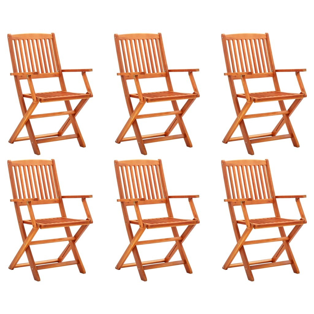Cadeiras de jardim dobráveis 6 pcs eucalipto maciço
