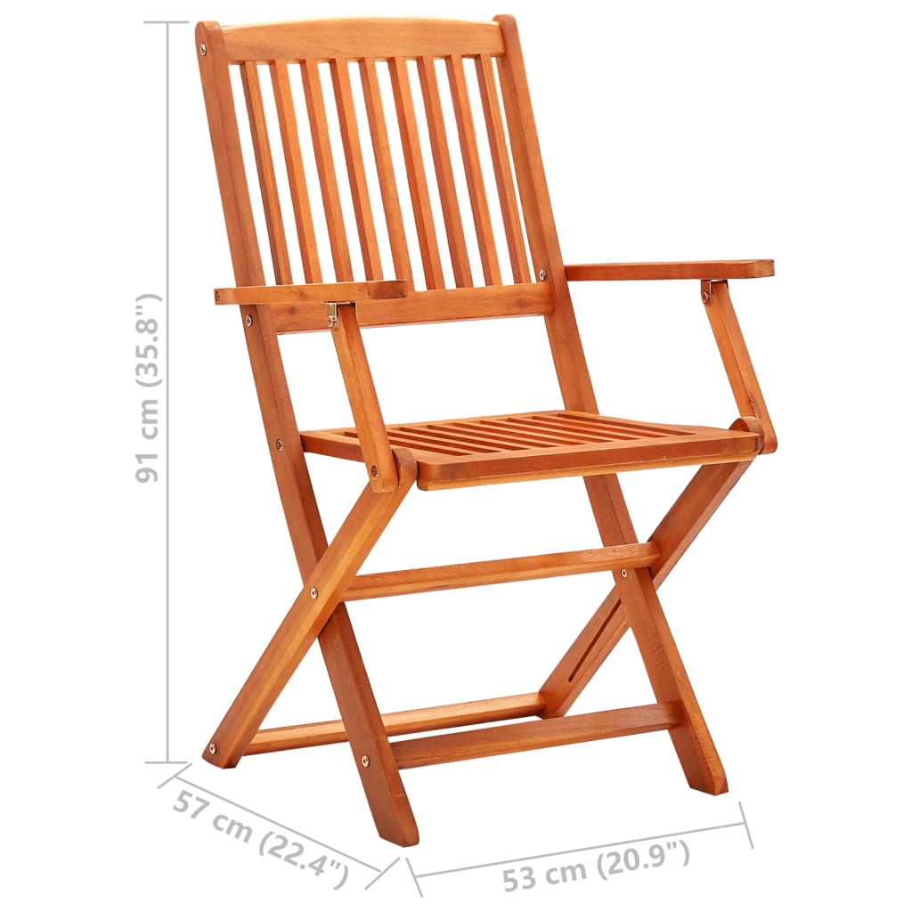 Cadeiras de jardim dobráveis 6 pcs eucalipto maciço - Image 9