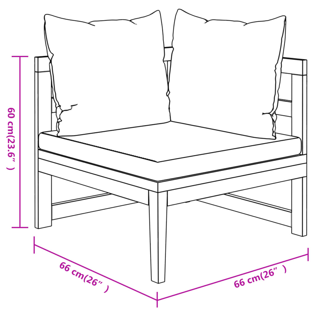 3 pcs conj. lounge de jardim c/ almofadões cinza-escuro acácia - Image 11