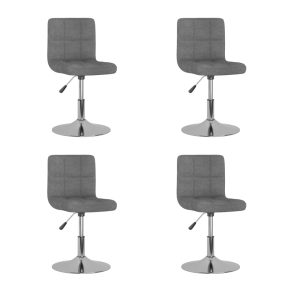 Cadeiras de jantar giratórias 4 pcs tecido cinzento-claro